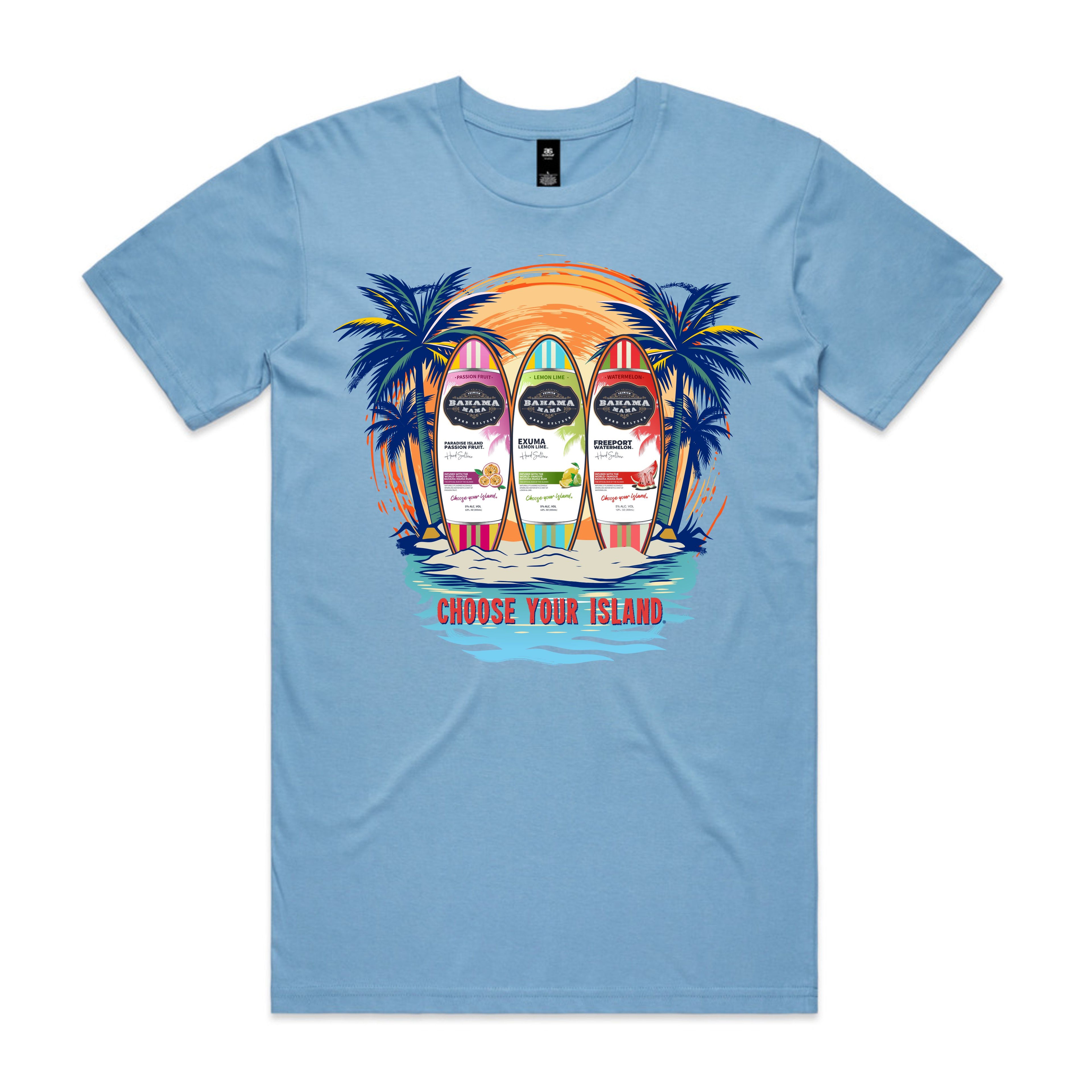 Seltzer Surfboard Choose Your Island Short Sleeve T-shirt - Blue