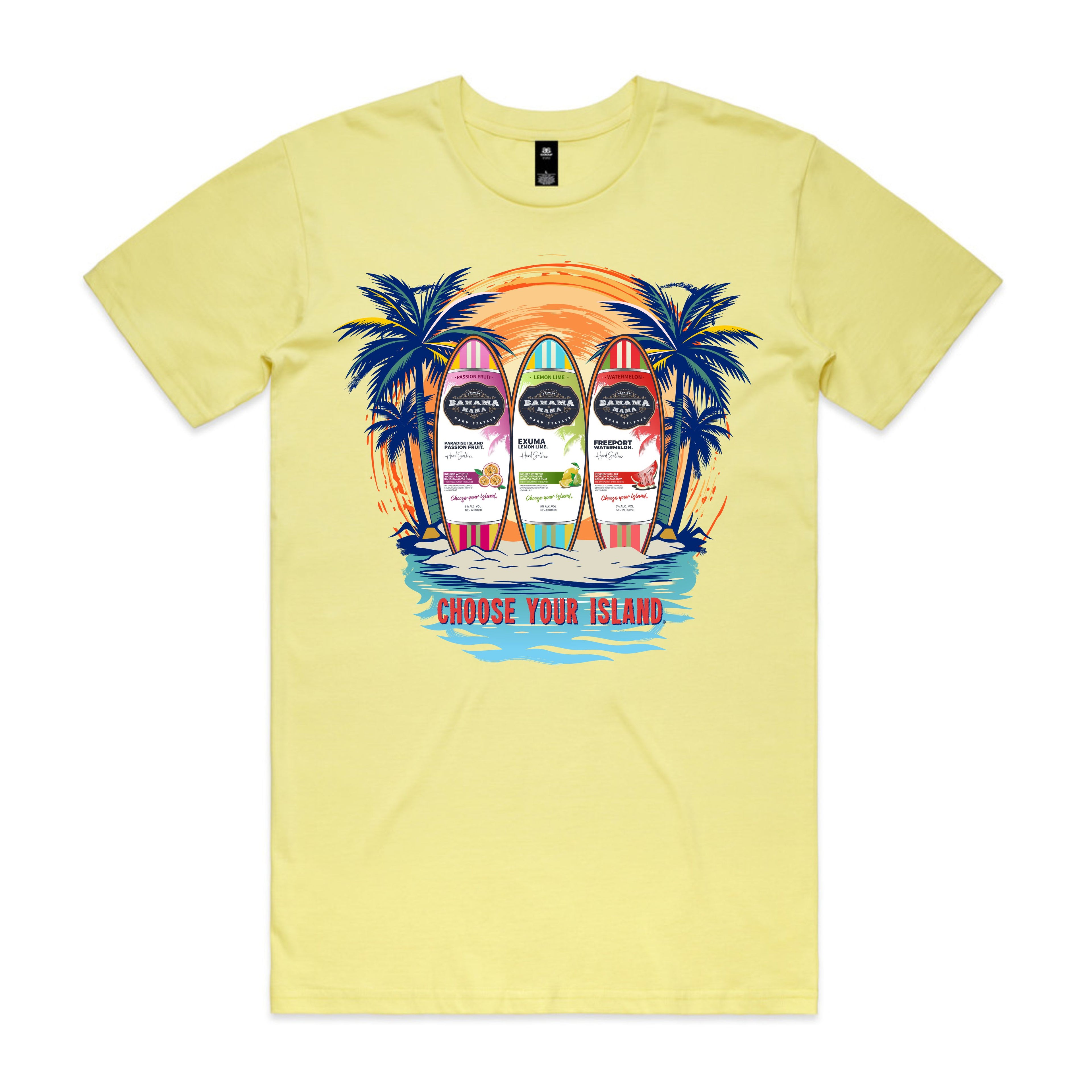 Seltzer Surfboard Choose Your Island Short Sleeve T-shirt - Yellow